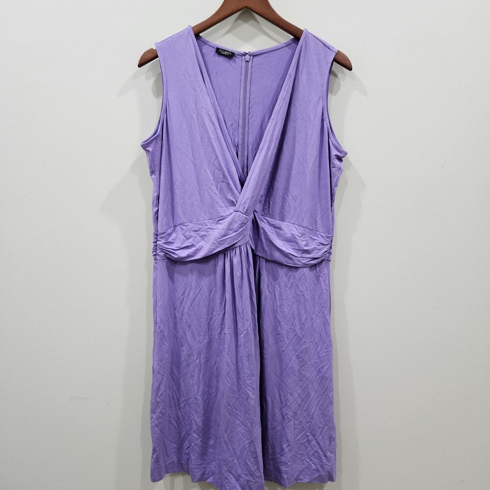 Talbots Womens Wrap Midi Dress 1XP Purple Sleeveless Stretch Colorful Casual